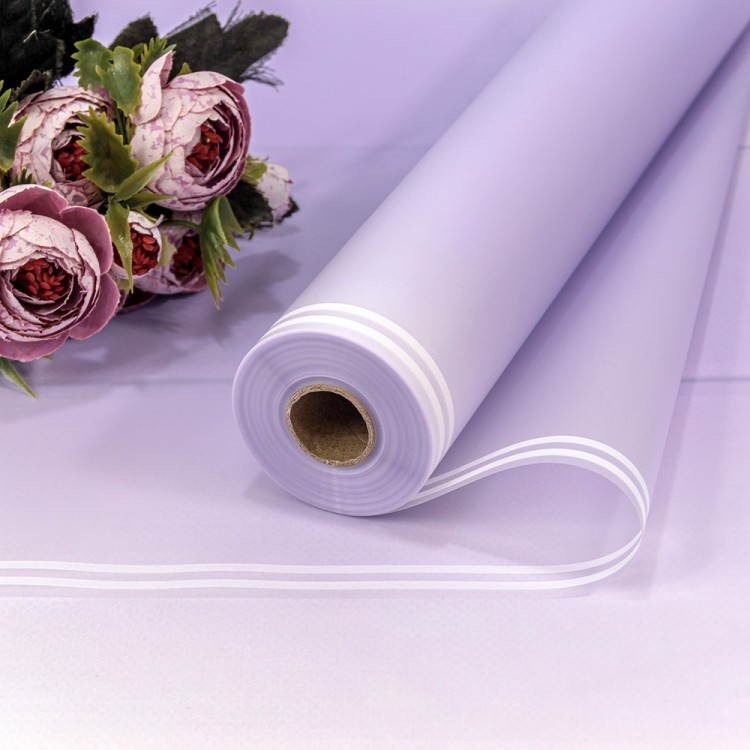 Плёнка 58см 800г матовая с двойной белой полосой 55мкм Светло-фиолетовый 1/12 Арт: 1824/2635