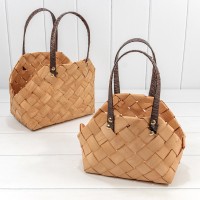 Корзины плетёные Набор 1/2 27*18*32 (±5%) из секвойи с ручками Медовый 1/12 Арт: 420202/982