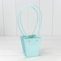 Пакет подарочный "Ваза для цветов" 12,5*12*8 260г "Ромбики" Голубой 1/10 1/200 Арт: 000235H/14