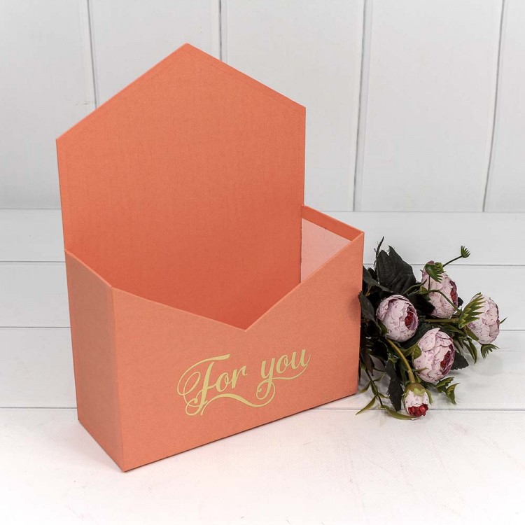 Коробка "Конверт" 18*24*7 "For you" Красно-коралловый 1/4 1/36 Арт: KPL0020