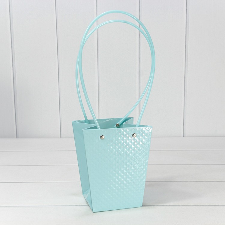 Пакет подарочный "Ваза для цветов" 15,5*13*9,5 260г "Ромбики" Голубой 1/10 1/150 Арт: 000236G/14