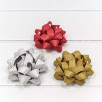 Бант-звезда 10 см "Матовый блеск" (микс) 1/8 1/32 упак. Арт: 500565-100