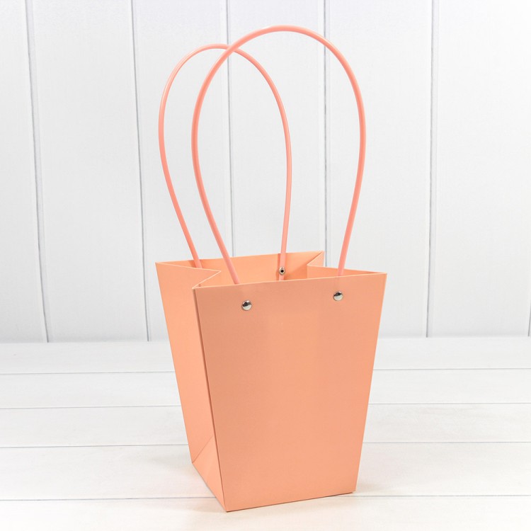 Пакет подарочный "Ваза для цветов" 20*17*12 230г Бежево-красный 1/10 1/120 Арт: 000170E/4033