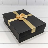 Коробки Прямоугольные Набор 1/3 37,5*26,5*10 с двойным бантом Чёрный 1/20 Арт: 720566/3