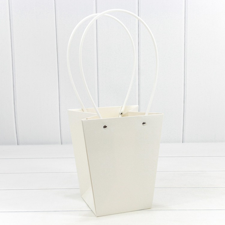 Пакет подарочный "Ваза для цветов" 20*17*12 230г Белый 1/10 1/120 Арт: 000170E/7