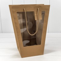 Пакет подарочный с окошком Крафт 17*28*37 210г 1/10 1/240 Арт: 000207Q