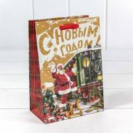 Пакет подарочный Крафт &quot;Новогодний&quot; (микс) 14*20*8 150г 1/20 1/600 Арт: 300367G - Пакет подарочный Крафт "Новогодний" (микс) 14*20*8 150г 1/20 1/600 Арт: 300367G