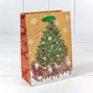 Пакет подарочный Крафт &quot;Новогодний&quot; (микс) 14*20*8 150г 1/20 1/600 Арт: 300367G - Пакет подарочный Крафт "Новогодний" (микс) 14*20*8 150г 1/20 1/600 Арт: 300367G