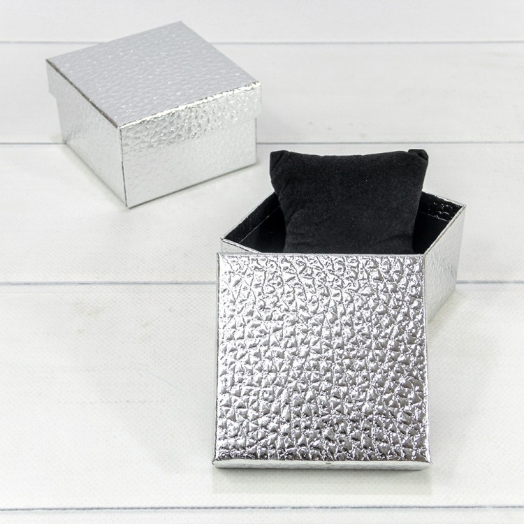 Коробка Квадратная 9*9*5,5 под часы "Кожа крокодила" Серебряный 1/12 1/240 Арт: 62699/4