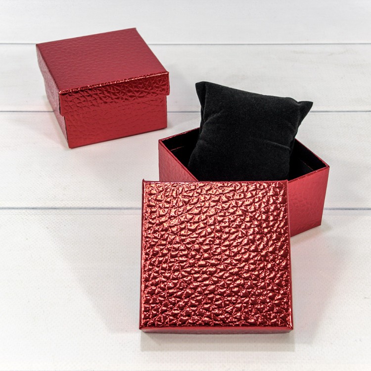 Коробка Квадратная 9*9*5,5 под часы "Кожа крокодила" Красный 1/12 1/240 Арт: 62699/6