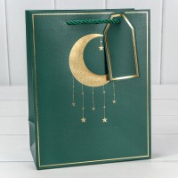Пакет подарочный с тиснением "Полумесяц" (294) 18*23*10 210г Зелёный 1/20 1/360 Арт: 000294E/15