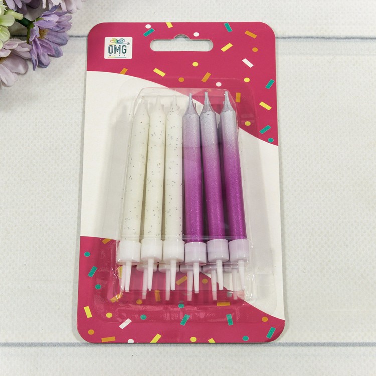 Свечи для торта набор (12 шт.) 8см (микс 10) 1/12 1/144 Арт: 20010-95/10