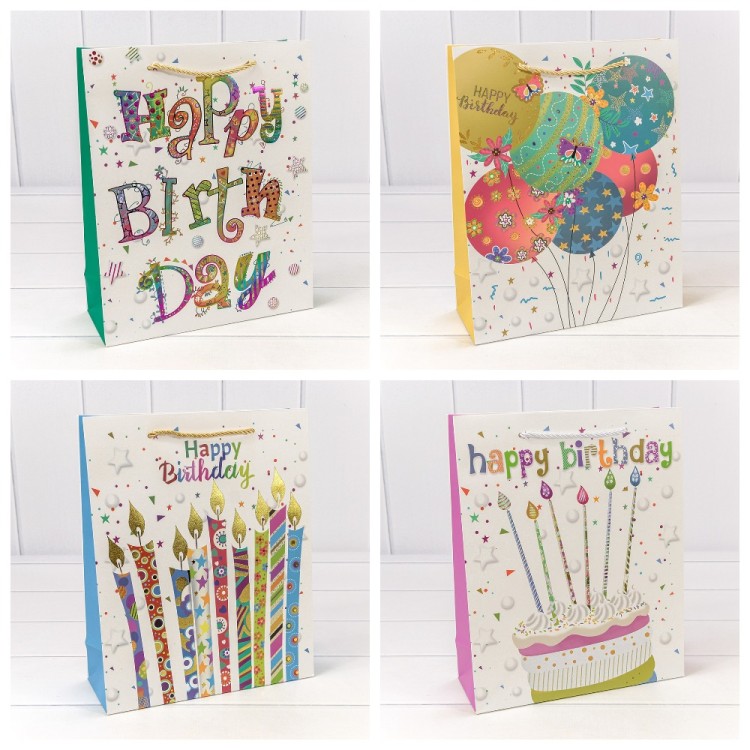 Пакет подарочный "Happy birthday" (микс) 26*32*10 210г 1/20 1/240 Арт: 000269C