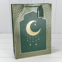 Пакет подарочный с тиснением "Полумесяц" (295) 31*42*12 210г Зелёный 1/20 1/80 Арт: 000295A/15