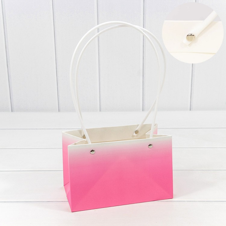 Пакет подарочный "Ваза для цветов" 19*12*10,5 260г "Градиент" Тёмно-розовый 1/10 1/150 Арт: 000184GA/9