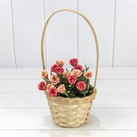 Корзина плетёная Круглая 13*9,5/28 с ручкой "Береста" Натуральный 1/120 Арт: 420200/3