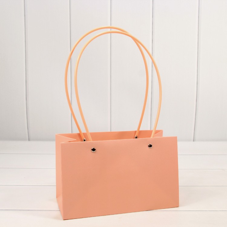 Пакет подарочный "Ваза для цветов" 22*13,5*10,5 230г Бежево-красный 1/10 1/120 Арт: 000170EA/4033