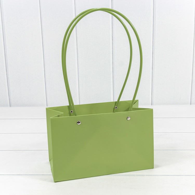 Пакет подарочный "Ваза для цветов" 22*13,5*10,5 230г Салатовый 1/10 1/120 Арт: 000170EA/2303