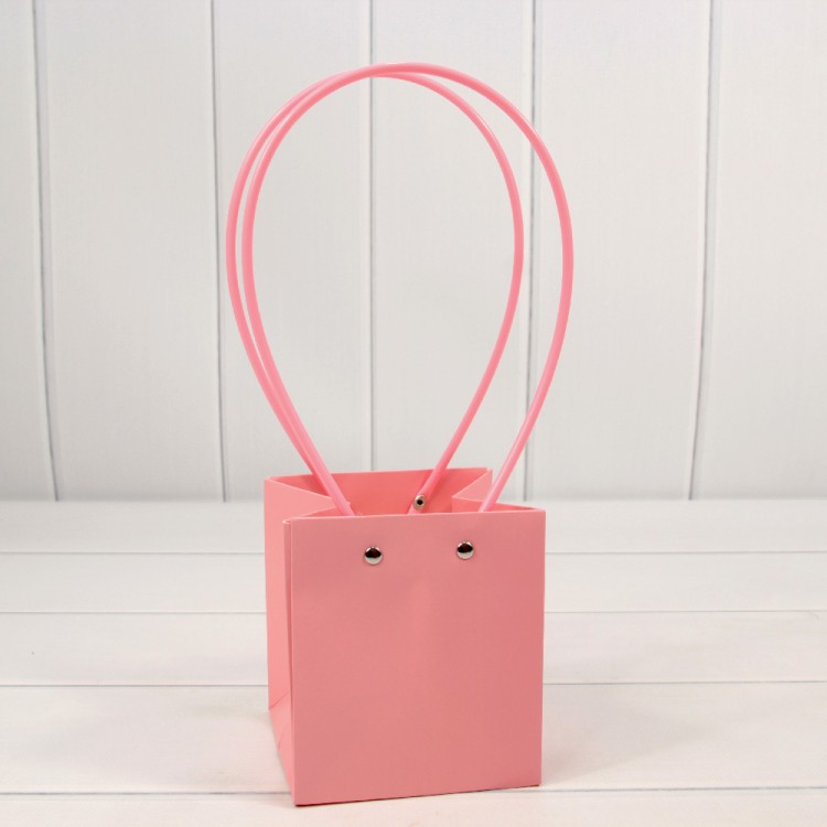 Пакет подарочный "Ваза для цветов" 13*11,5*11,5 230г Персиковый 1/10 1/150 Арт: 000170F/0331